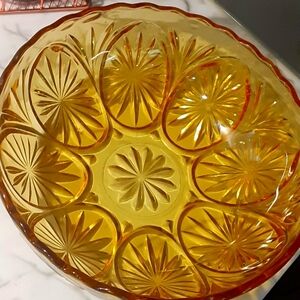 Vintage/Retro Amber Glass Serving Bowl-perfect condition